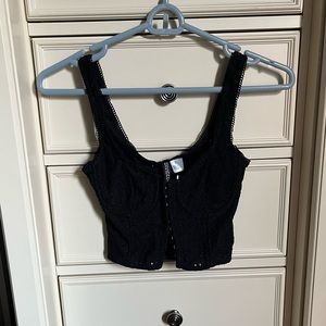 BLACK EYELET CORSET BUSTIER TOP